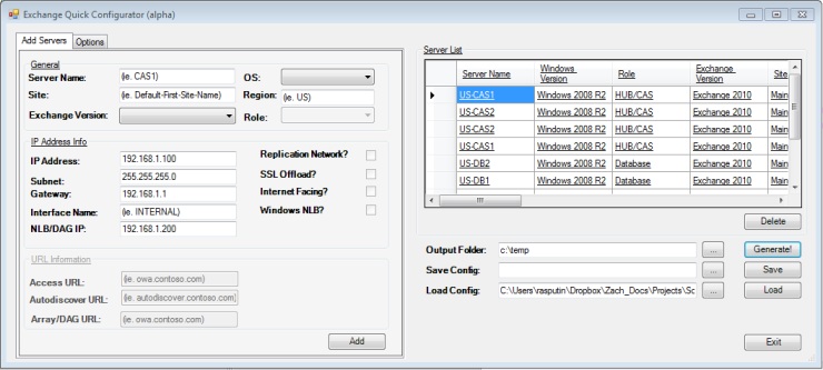 Exchange 2010 Configurator